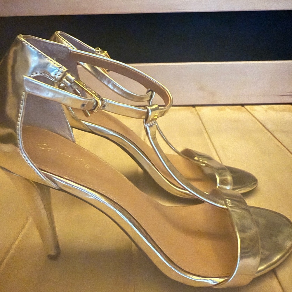 Calvin Klein Gold Heels with Stiletto Design